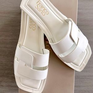 Franco Sarto leather Capri slide in white